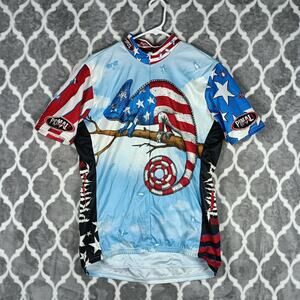 Primal Wear Cycling Jersey Mens Large Full Zip Patriotic American Flag Made USA